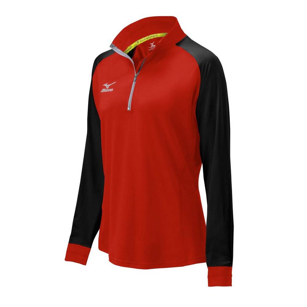 Damske Bundy Mizuno Elite 9 Prime 1/2 Zip Červené/Čierne Vypredaj DJVO39564